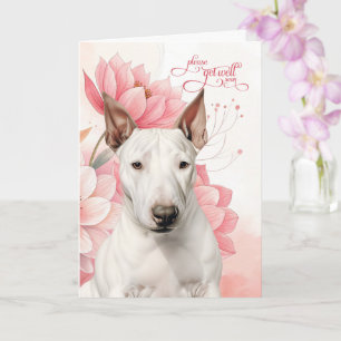Cartão Bull Terrier Rosa Suave Flores Botânicas Melhoras