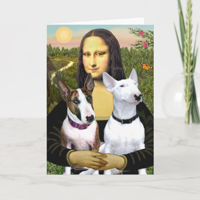 Cartão Bull Terriers (Dois) - Mona Lisa (Frente)