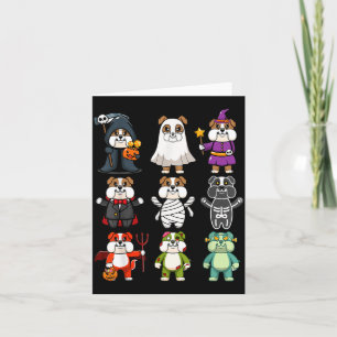 Cartão Bulldog Assustador Boo-Jee Horror Abóbora Bulldog