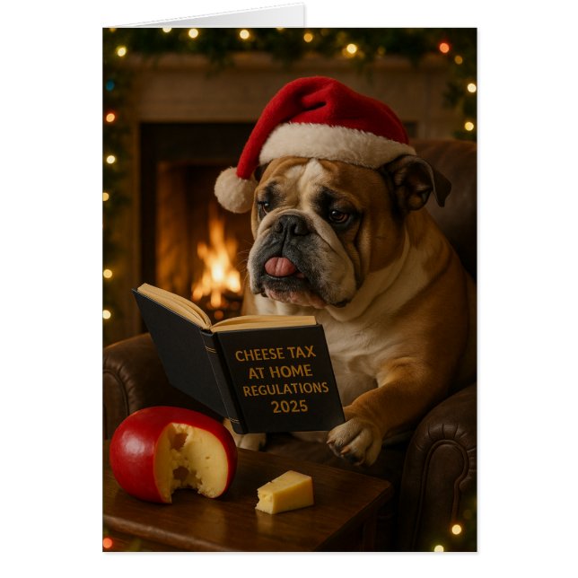 Cartão Bulldog 'Cheese Tax' Christmas card (Frente)