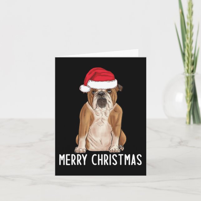 Cartão Bulldog Feliz Inglês Bulldog Natal 1 (Frente)
