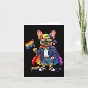 Cartão Bulldog Francês Arco-Íris LGBT Orgulho Lésbico Gay