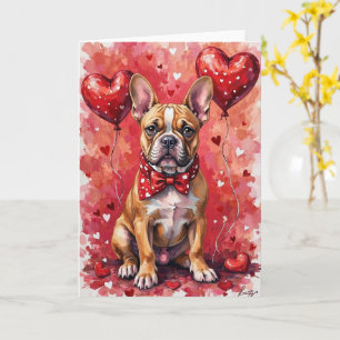 Cartão Bulldog Francês Dia dos Namorados Cachorro com Cor