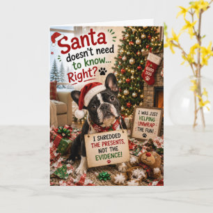 Cartão Bulldog Francês Engraçado Natal Papai Noel Não Pre