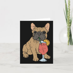 Cartão Bulldog Francês Frenchi Cão Bebendo Suco