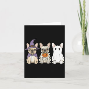 Cartão Bulldog Francês Halloween Bruxa Múmia Fantasma