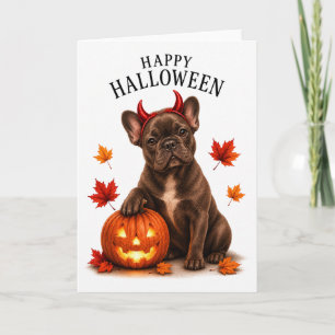 Cartão Bulldog Francês Halloween Diabo Cachorro