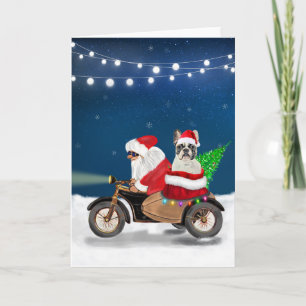 Cartão Bulldog Francês Natal Papai Noel  