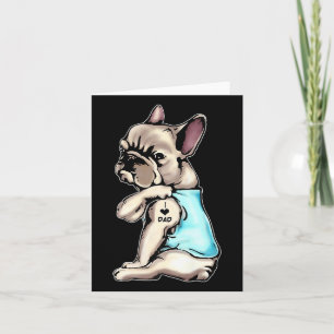 Cartão Bulldog Francês Tatuagens Eu Adoro Pai Sentado Com