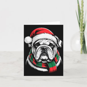 Cartão Bulldog Inglês Chapéu de Papai Noel de Natal F Fan