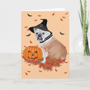 Cartão Bulldog Inglês de Halloween