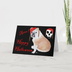 Cartão Bulldog Inglês de Halloween