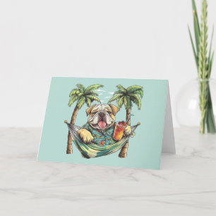 Cartão Bulldog Inglês em Topo Havaiano