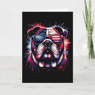 Cartão Bulldog Inglês Merica 4 De Julho Homens Mulheres B