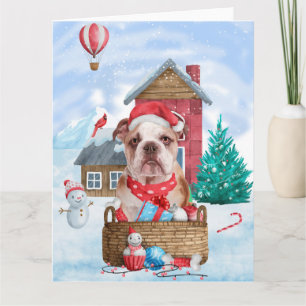 Cartão Bulldog Inglês na Casa de Cachorro de Natal na Nev