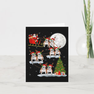 Cartão Bulldog Inglês Papai Noel Trenó Voador Divertido M