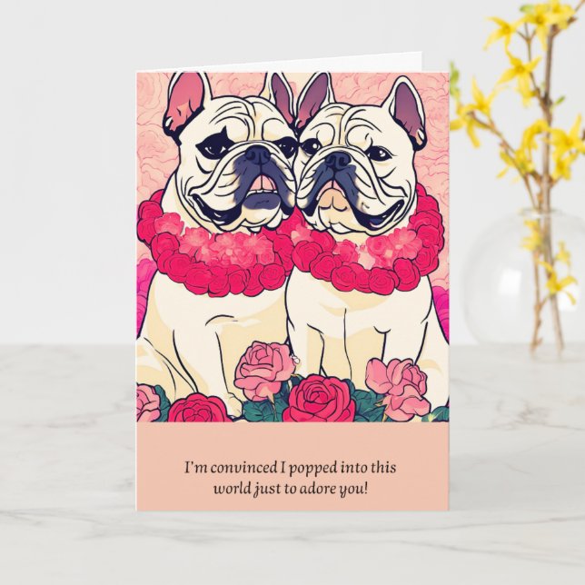 Cartão bulldog message happy birthday (Flor Amarela)
