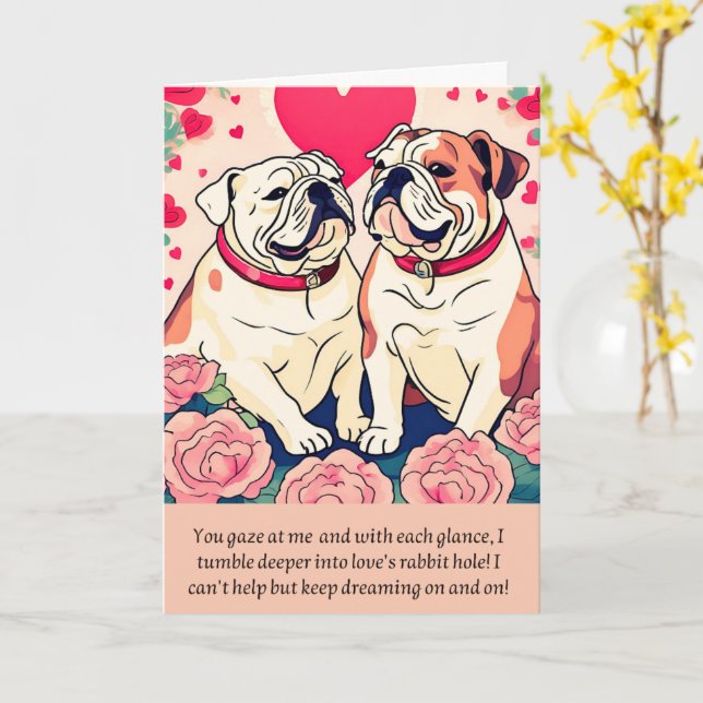 Cartão bulldog message happy birthday (Flor Amarela)