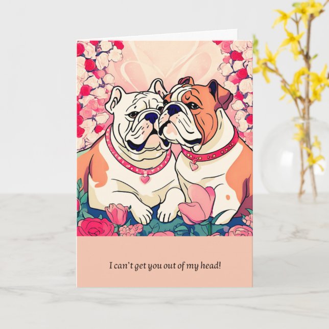 Cartão bulldog message happy birthday (Flor Amarela)