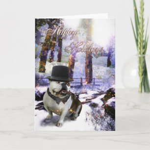 Cartão Bulldog Natal "FELIZES FÉRIAS"