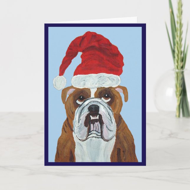 Cartão Bulldog Papai Noel (Frente)
