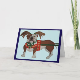 Cartão Bulldog Rena de Papai Noel