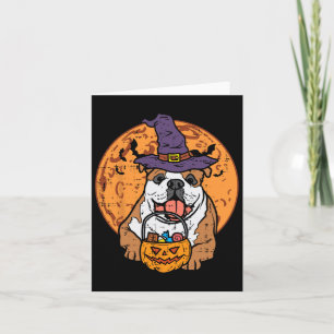 Cartão Bulldog Witat Moon Jack O Lantern Halloween Do