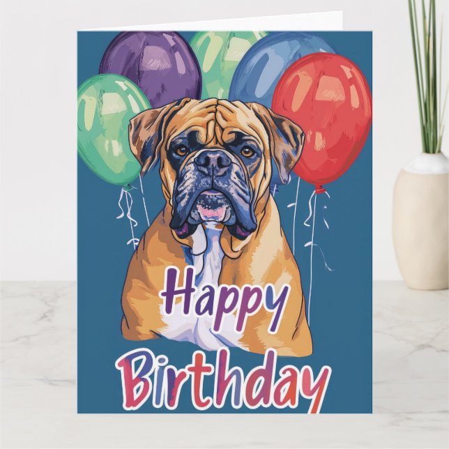 Cartão Bullmastiff Birthday (Frente)