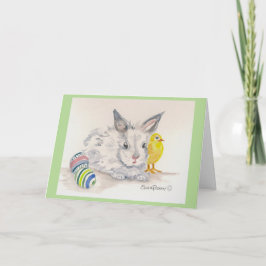 Cartão Bunny and Chick Easter Watercolor Card