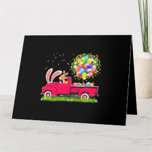 Cartão Bunny Cabra Montando Caminhonete de Páscoa Ovos Ár
