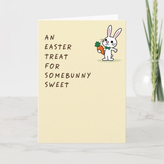 Cartão Bunny Carrot Treat Easter Card (Frente)