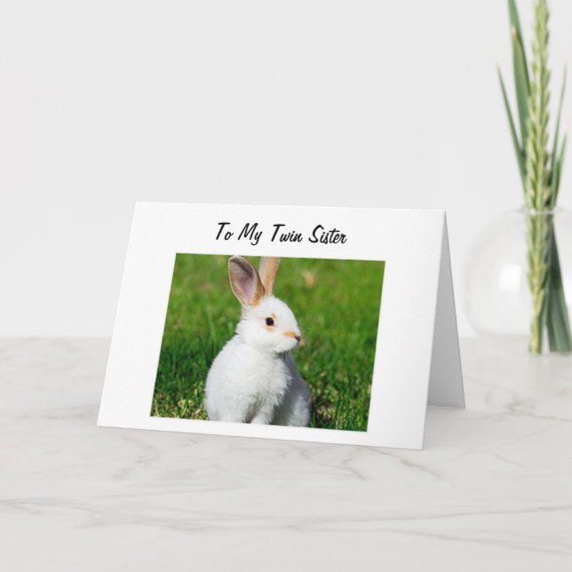 CARTÃO BUNNY ESTÁ ESPERANDO PARA SUA IRMÃ TWIN NO ANIVERS (Frente)