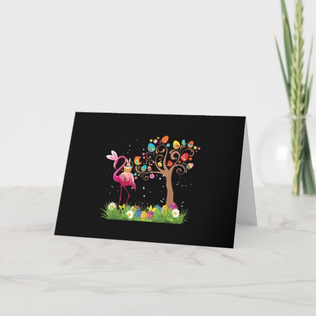 Cartão Bunny Flamingo Easter 2021 | Cute Flamingo Lovers (Frente)
