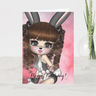 Cartão Bunny Girl Birthday Card