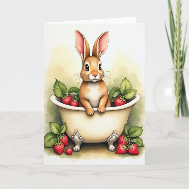 Cartão Bunny In A Basin Cute Art Card (Frente)