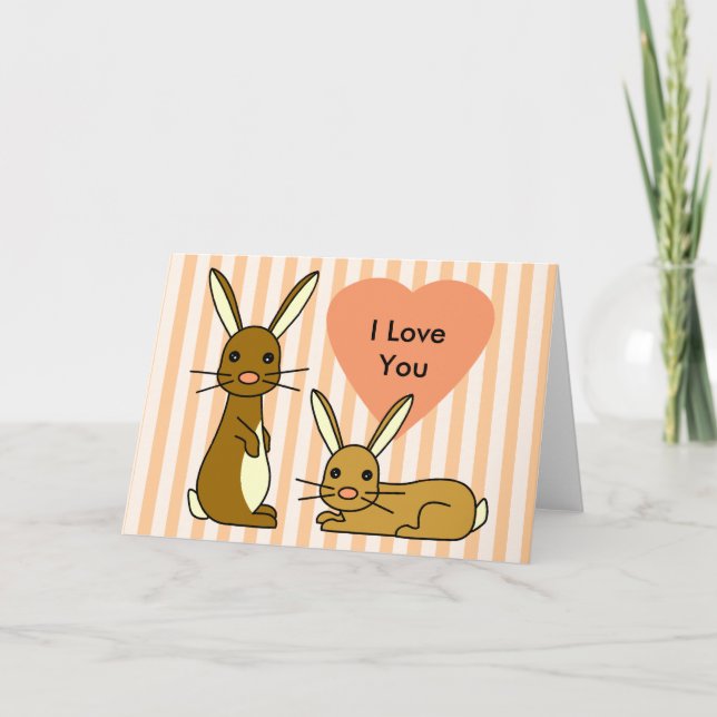 Cartão Bunny Love - Cute Rabbits (Frente)