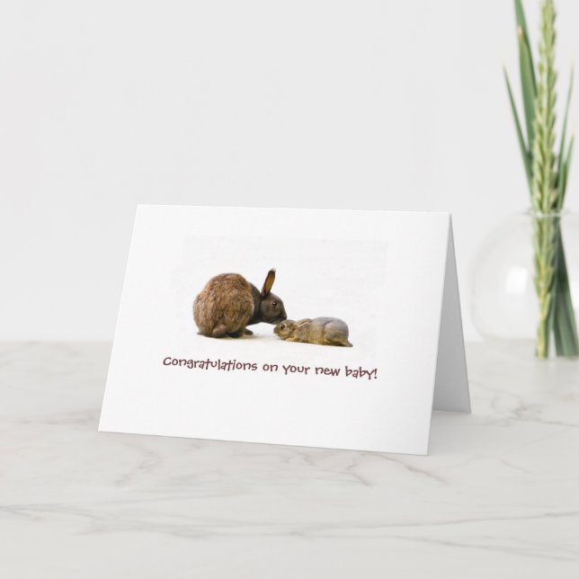 Cartão Bunny mother & baby - new baby card (Frente)