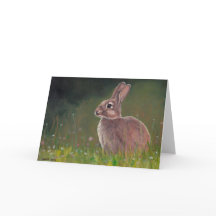 Bunny no Meadow Animal Art Greeting Card