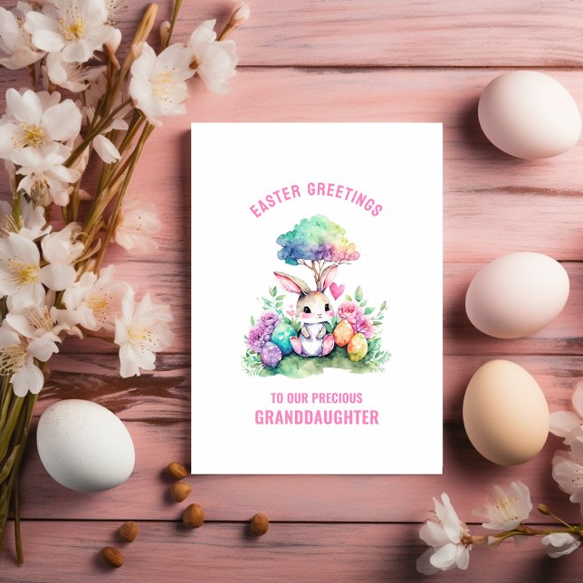 Cartão Bunny Páscoa Saudações à neta (Criador carregado)