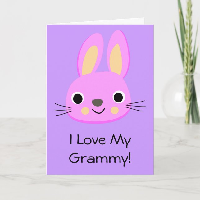 Cartão Bunny Rabbit I Love My Grammy Custom Name Aniversá (Frente)