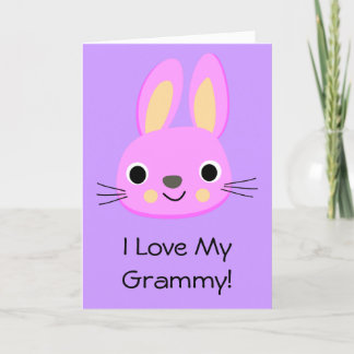 Cartão Bunny Rabbit I Love My Grammy Custom Name Aniversá