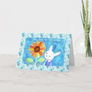 Cartão Bunny Rabbit Sunflower Você é meu amor ensolarado