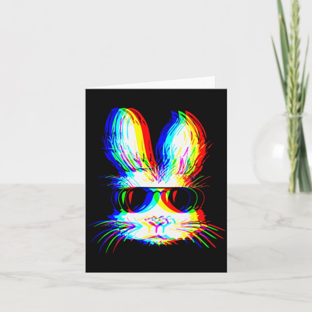 Cartão Bunny Trippy Varwave Easter Techno Rave Edm Music  (Frente)