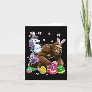 Cartão Bunny Unicorn Voando Flores Bigfoot Dia da Páscoa 