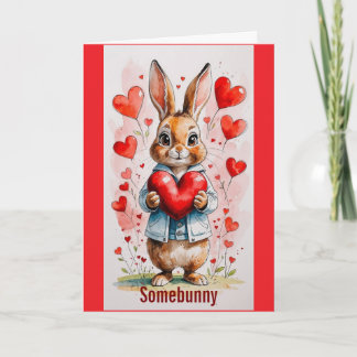 Cartão Bunny With Hearts Valentine Day Greeting Card