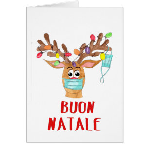 Cartão Buon Natale Rudolph Face Rebelde Mascarada