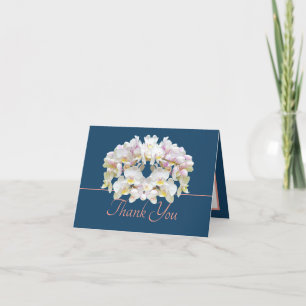 Cartão Buquê Branco Rosa Azul Orquídea Chic Obrigado