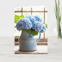 Buquê de Aniversário de Hortênsia Azul na Janela