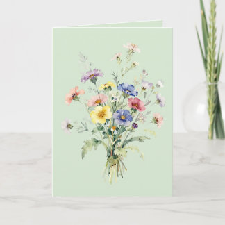 Cartão Buquê de Aquarela de Flores Silvestres