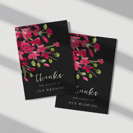 Cartão Buquê de Aquarela Vermelha Elegante Obrigado Casam